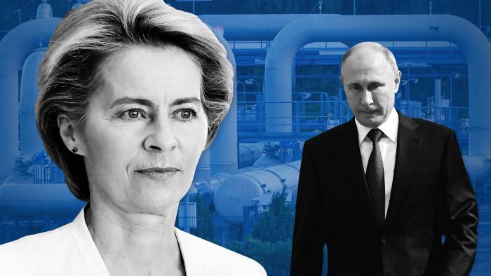 Montaggio di Ursula von der Leyen e Vladimir Putin 