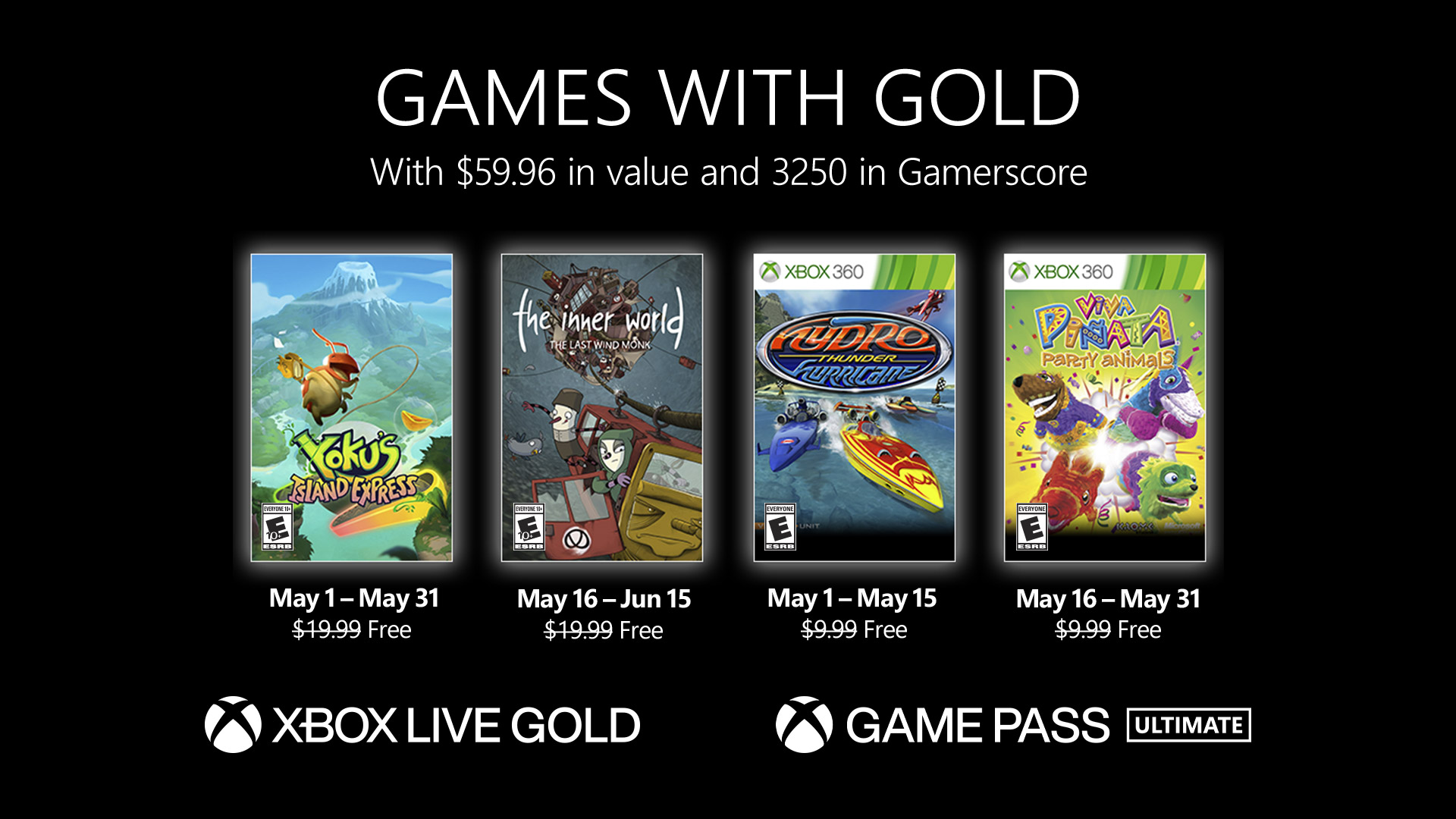 Annunciati i giochi gratuiti Xbox Live Gold per maggio 2022