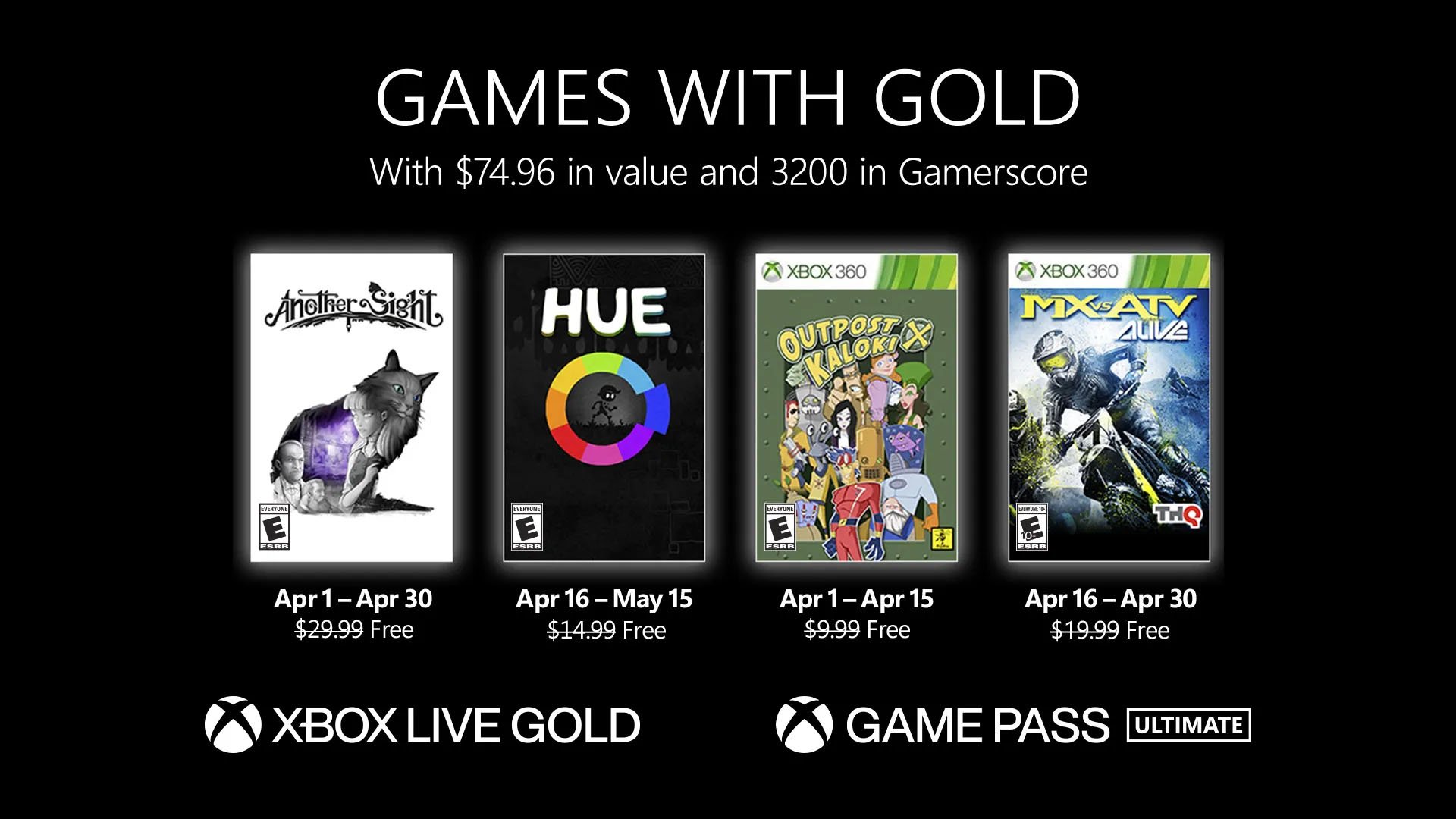 Annunciati i giochi gratuiti Xbox Live Gold per aprile 2022