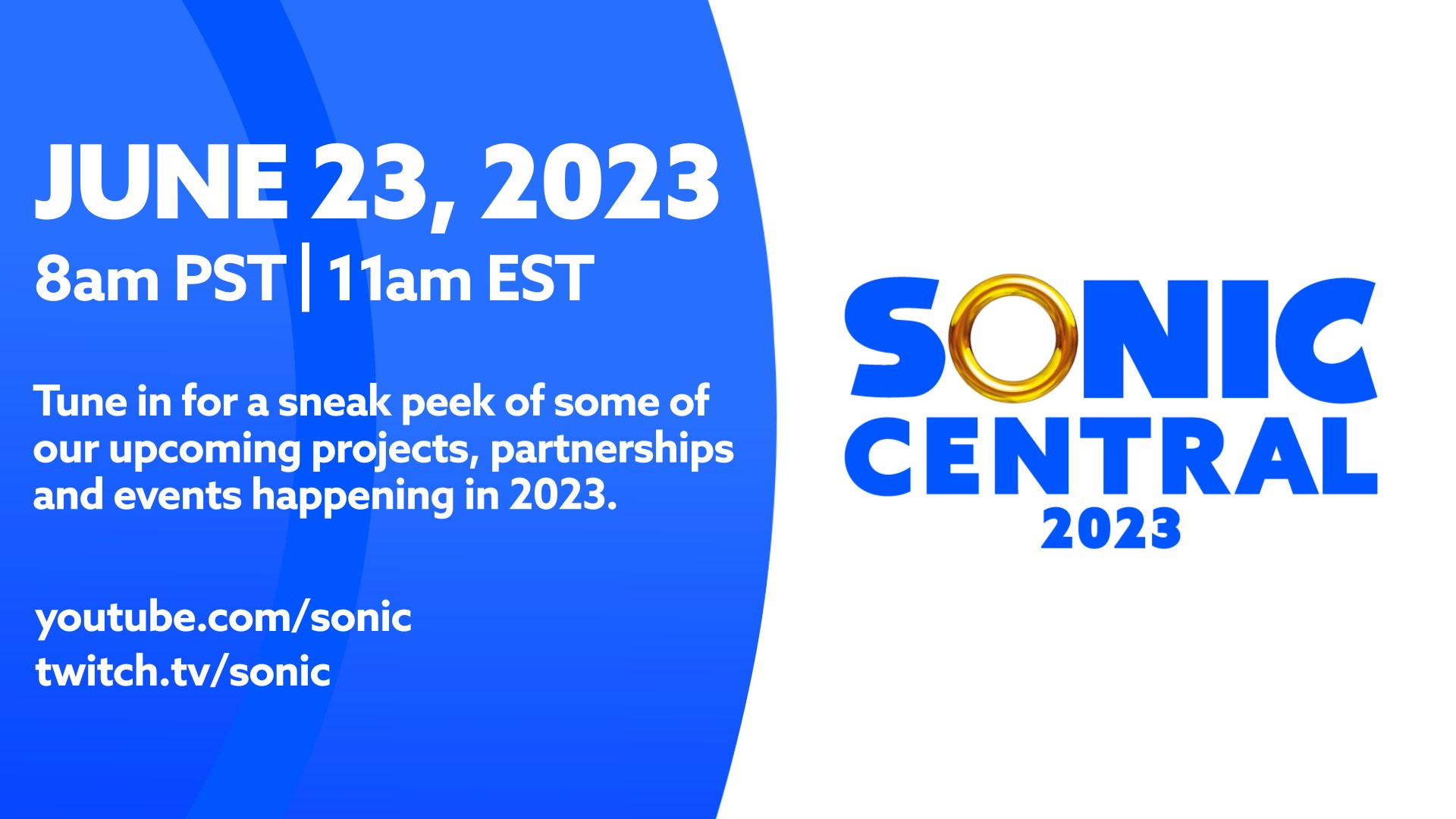 La trasmissione di Sonic Central è fissata per il 23 giugno