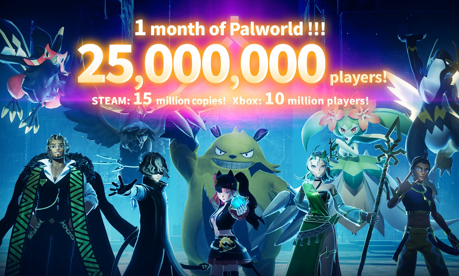 Palworld Early Access supera i 15 milioni di vendite su Steam, 10 milioni di giocatori su Xbox