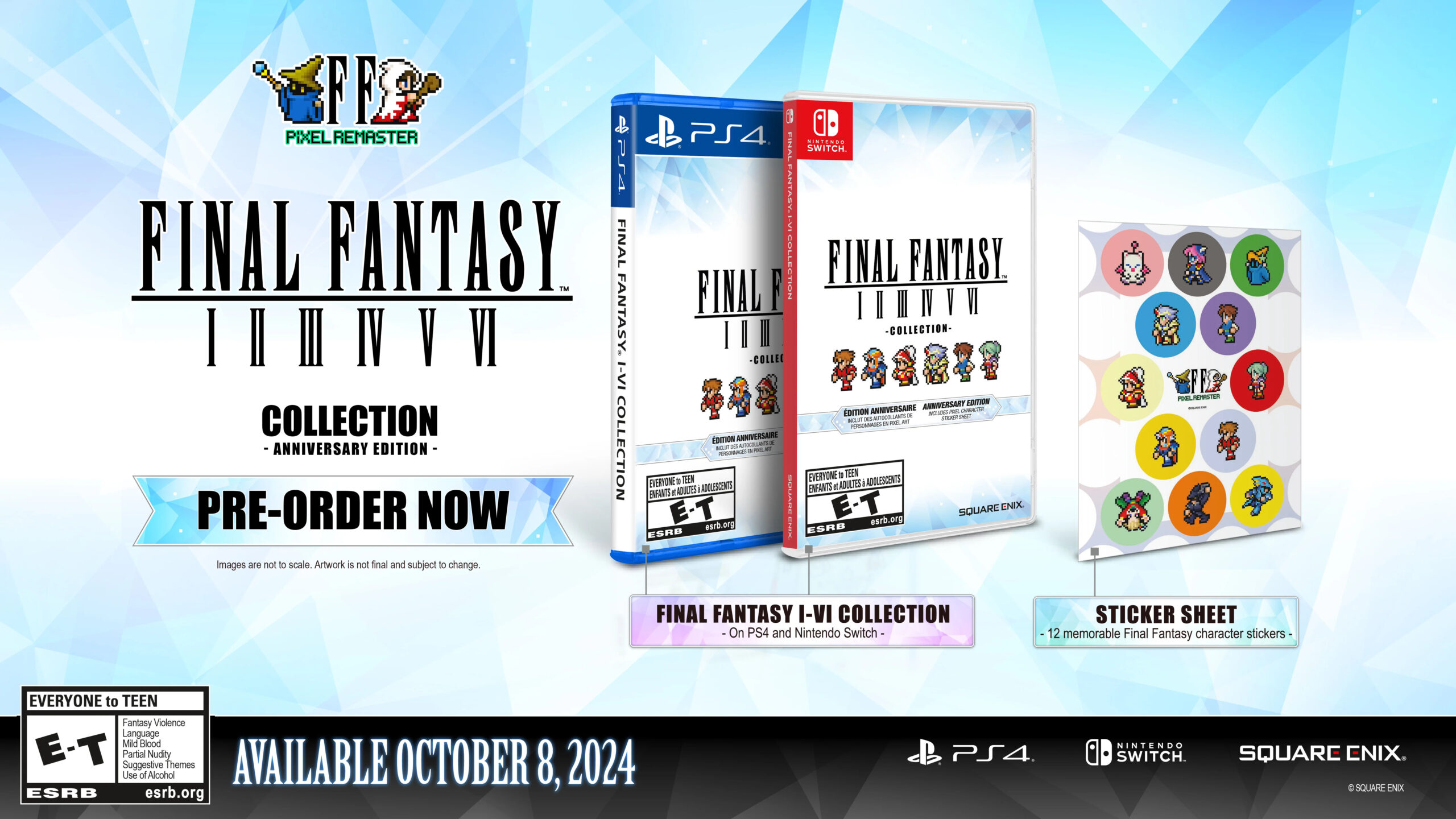 Final Fantasy I-VI Pixel Remaster Collection – ampia distribuzione al dettaglio per PS4, Switch in arrivo l'8 ottobre in Occidente