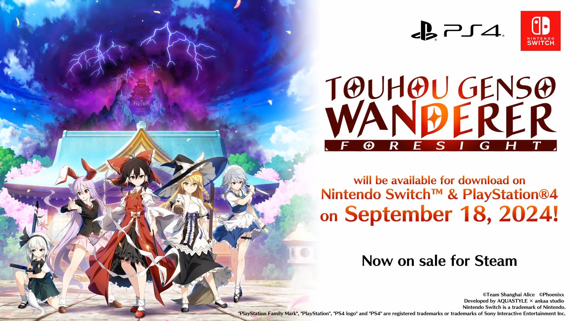 Touhou Genso Wanderer: FORESIGHT in arrivo su PS4 e Switch il 18 settembre