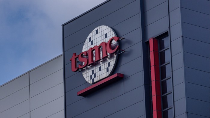 TSMC logo on a building in Hsinchu Science Park in Hsinchu, Taiwan