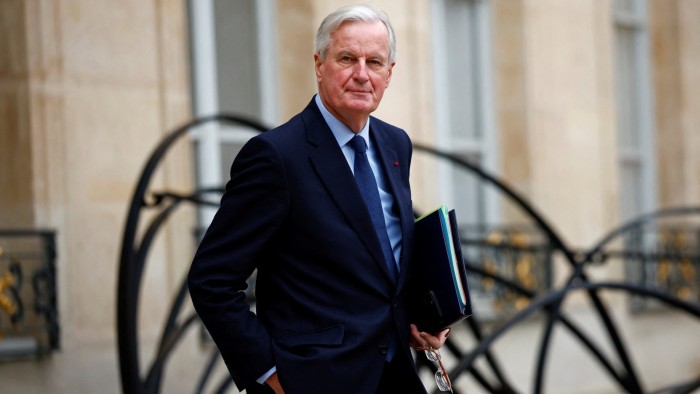 French Prime Minister Michel Barnier outside the at the Élysée Palace in Paris on Wednesday