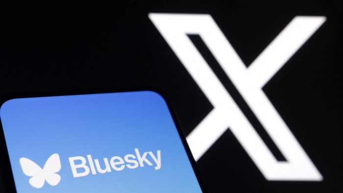 Bluesky and X app logos