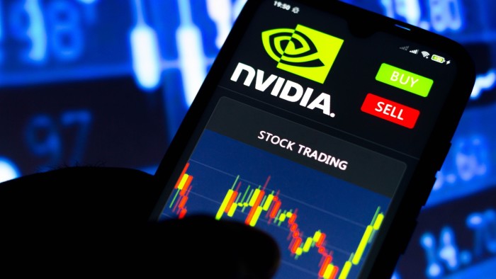 Nvidia Corporation logo seen on a smartphone screen with stock trading
