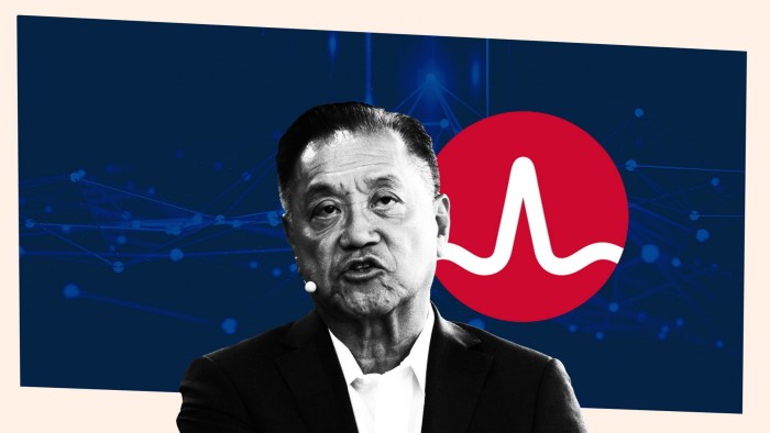 Hock Tan, Broadcom’s chief executive, with company logo