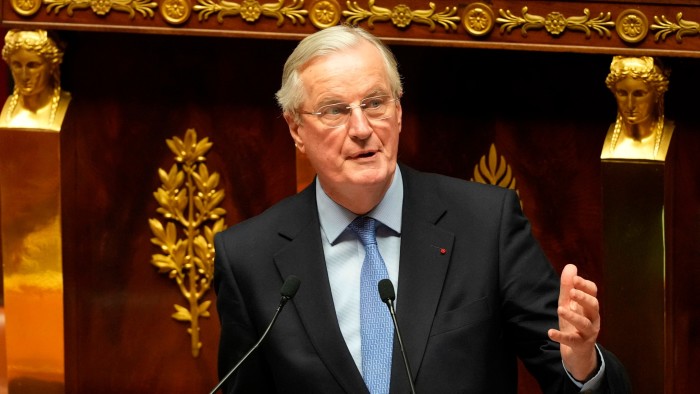 French Prime Minister Michel Barnier addresses the National Assembly