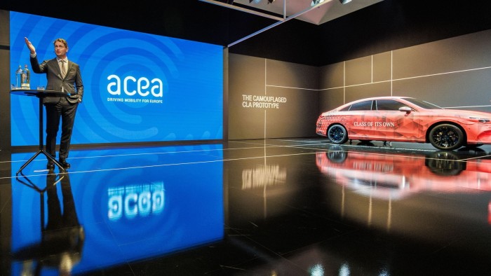 Ola Kallenius speaks during the Brussels Motor Show