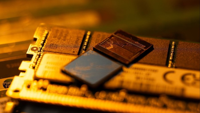 Samsung’s HBM3E chip stacked on top of other DDR modules