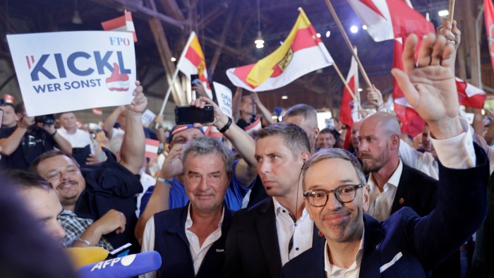 Herbert Kickl, leader of Austria’s Freedom party, attending a campaign event in September 2024