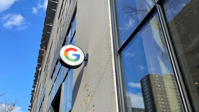 The Google logo is seen outside a store