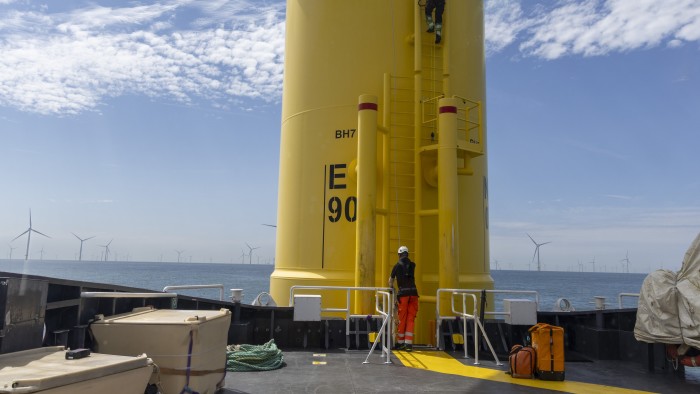 offshore wind turbines in the Borssele 1 and 2 wind farm in Zeeland, Netherlands