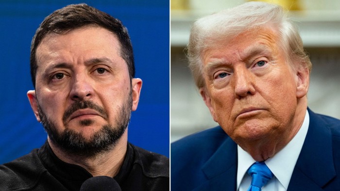 Volodymyr Zelenskyy 9(eft) and Donald Trump
