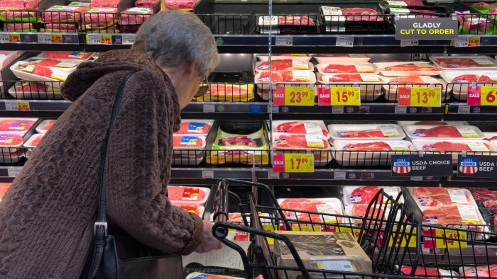 A woman shops for groceries at a market in Los Angeles, California on February 12 2025