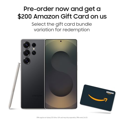 Samsung Galaxy S25 Ultra Cell Telephone + $ 200 Amazon Gift Card, 512 GB, AI ...
