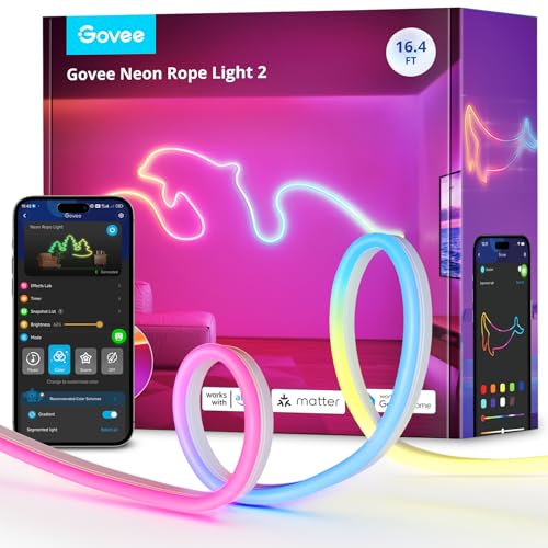 Luci neon rgbic govee, LED Smart Neon Rope Light 2 funziona con la materia, ...