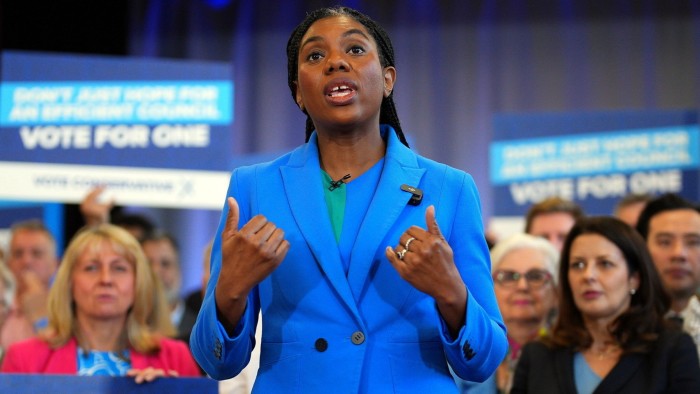 Conservative party leader Kemi Badenoch campaigning in Beaconsfield, England on March 20 2025