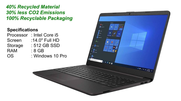 A marketing pitch for a laptop with unsubstantiated green claims