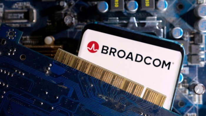 Broadcom logo on a phone