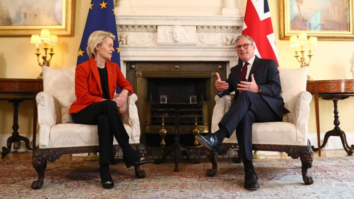 European Commission president Ursula von der Leyen, left, and UK Prime Minister Keir Starmer during their meeting at 10 Downing Street in London on April 24 2025
