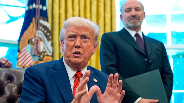President Donald Trump with US commerce secretary Howard Lutnick