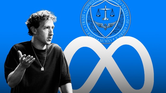 Mark Zuckerberg, Meta and US Federal Trade Commission logos