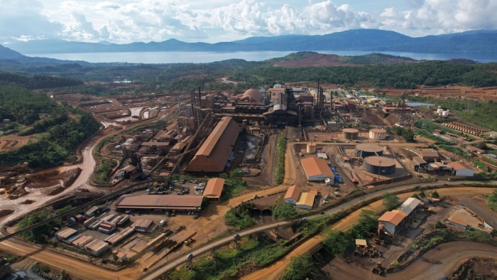 Aerial view of a nickel mining site in Sorowako, South Sulawesi, Indonesia