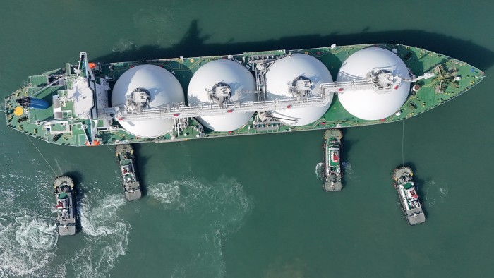 A LNG carrier docks in Yantai, Shandong province, China