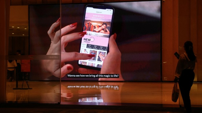 A promotional video showing someone using the Shein app on a mobile phone