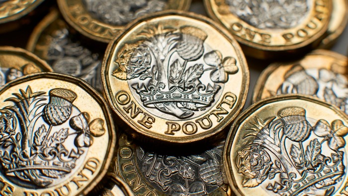 A collection of one pound coins