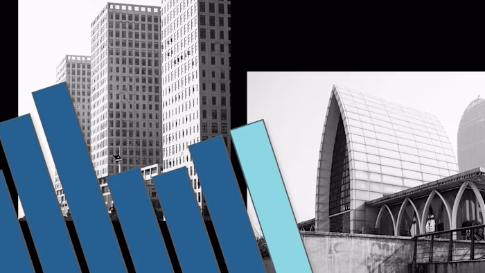 A montage showing the Hongshan AI Building, a church-shaped building for wedding photoshoots and chart showing the value of ABS deals.