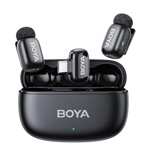 BOYA mini 2 microfoni lavalier wireless per iPhone 15/16/17 e Android, AI...