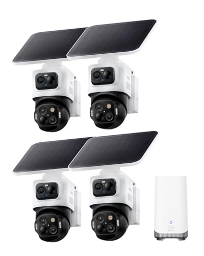 Kit da 4 telecamere eufy Security eufyCam S4, sistema di sicurezza esterno wireless solare 4K...