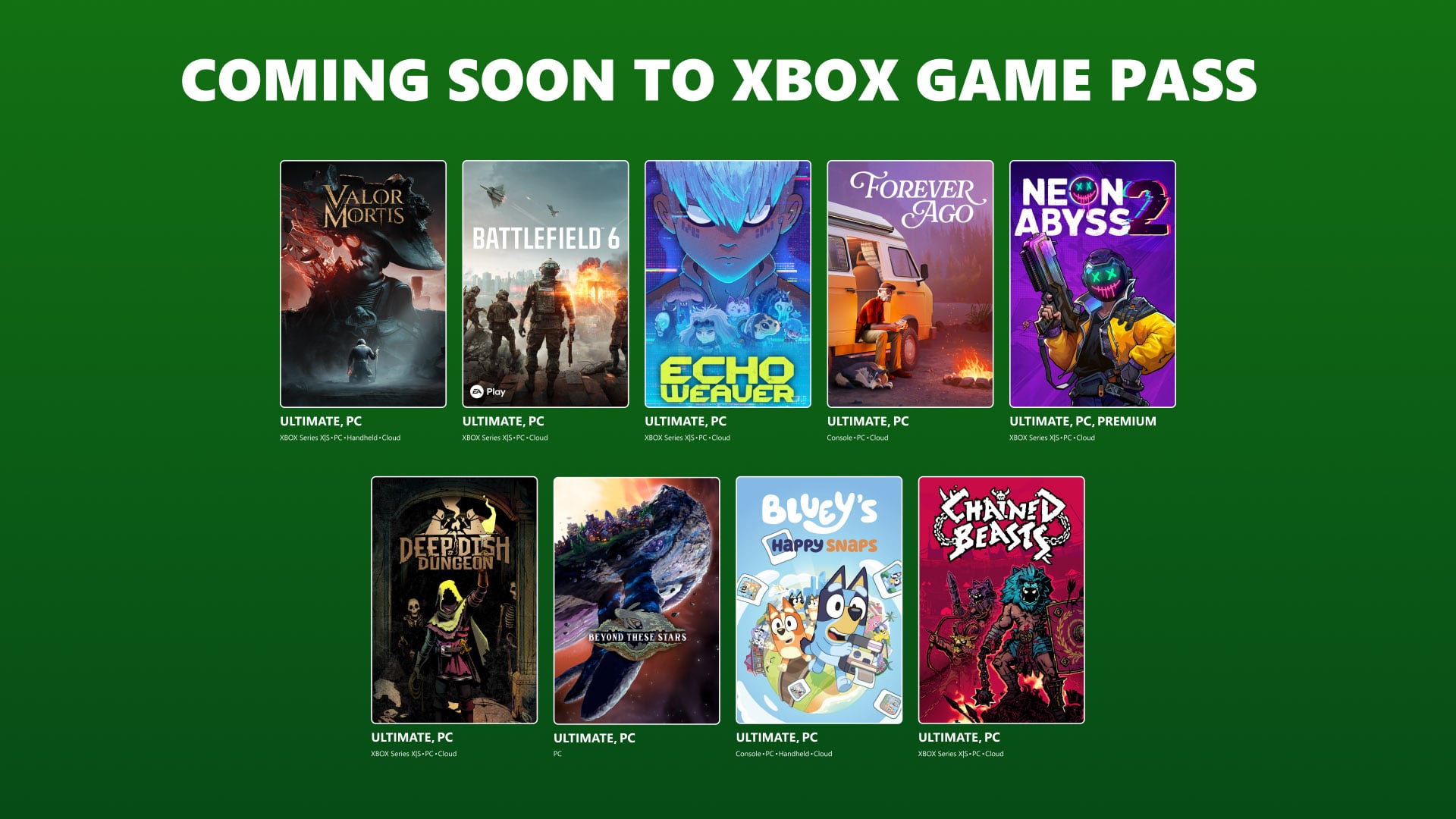 Game Pass aggiunge Battlefield 6, Valor Mortis, Forever Ago e altro a metà ottobre